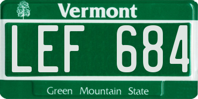 VT license plate LEF684