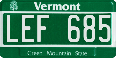 VT license plate LEF685