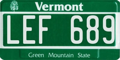 VT license plate LEF689