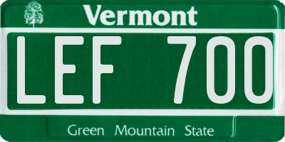 VT license plate LEF700
