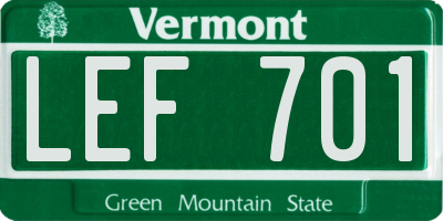 VT license plate LEF701