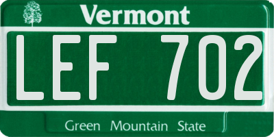 VT license plate LEF702