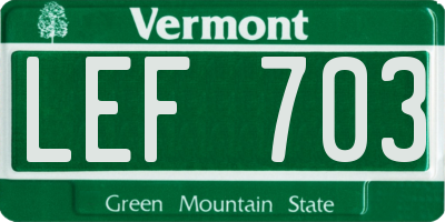 VT license plate LEF703