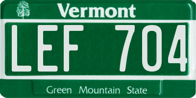 VT license plate LEF704