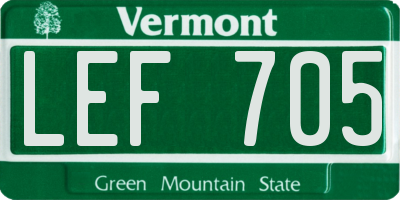VT license plate LEF705