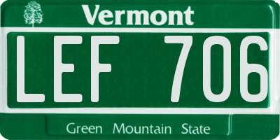 VT license plate LEF706