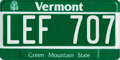 VT license plate LEF707