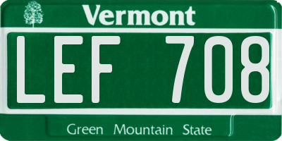 VT license plate LEF708