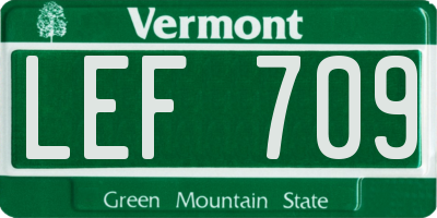 VT license plate LEF709