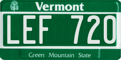 VT license plate LEF720
