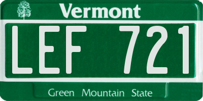 VT license plate LEF721