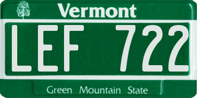 VT license plate LEF722