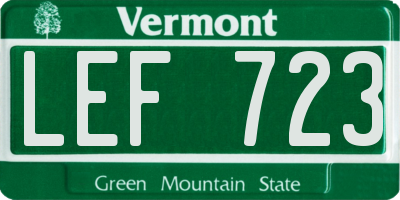 VT license plate LEF723