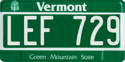 VT license plate LEF729