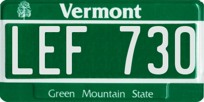 VT license plate LEF730