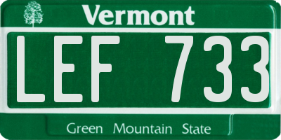 VT license plate LEF733