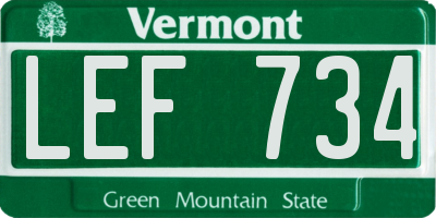 VT license plate LEF734