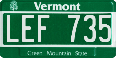 VT license plate LEF735