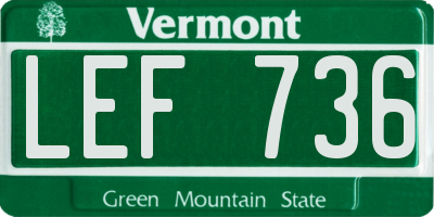 VT license plate LEF736