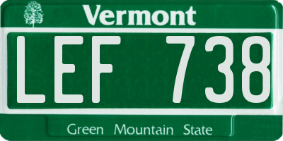 VT license plate LEF738