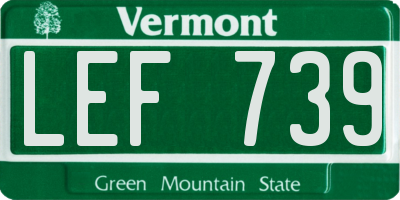 VT license plate LEF739