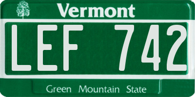 VT license plate LEF742