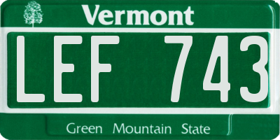 VT license plate LEF743