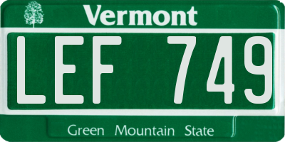 VT license plate LEF749