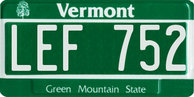 VT license plate LEF752