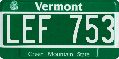 VT license plate LEF753