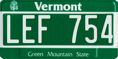 VT license plate LEF754