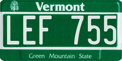 VT license plate LEF755