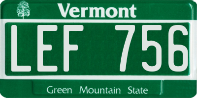 VT license plate LEF756