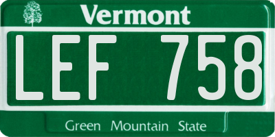 VT license plate LEF758