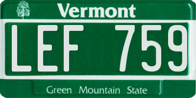 VT license plate LEF759