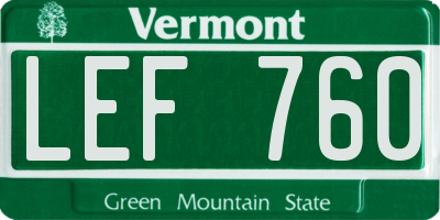 VT license plate LEF760