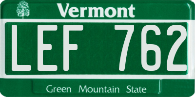 VT license plate LEF762