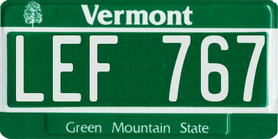 VT license plate LEF767