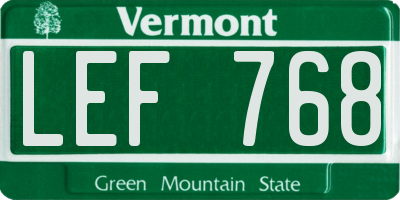 VT license plate LEF768