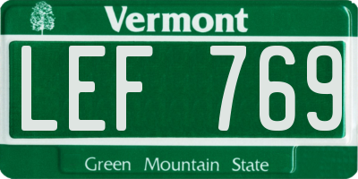 VT license plate LEF769