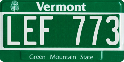 VT license plate LEF773