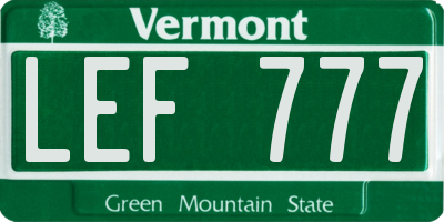VT license plate LEF777