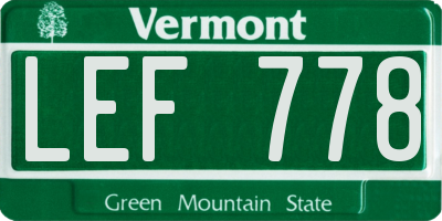 VT license plate LEF778
