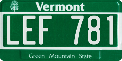 VT license plate LEF781