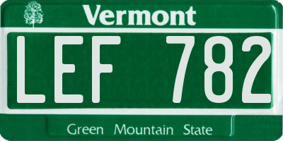 VT license plate LEF782