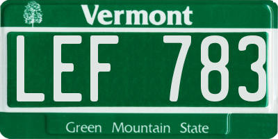 VT license plate LEF783