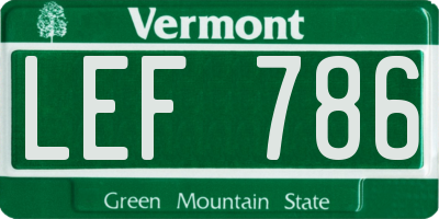 VT license plate LEF786