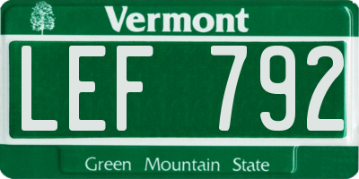 VT license plate LEF792