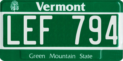VT license plate LEF794