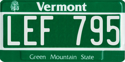 VT license plate LEF795